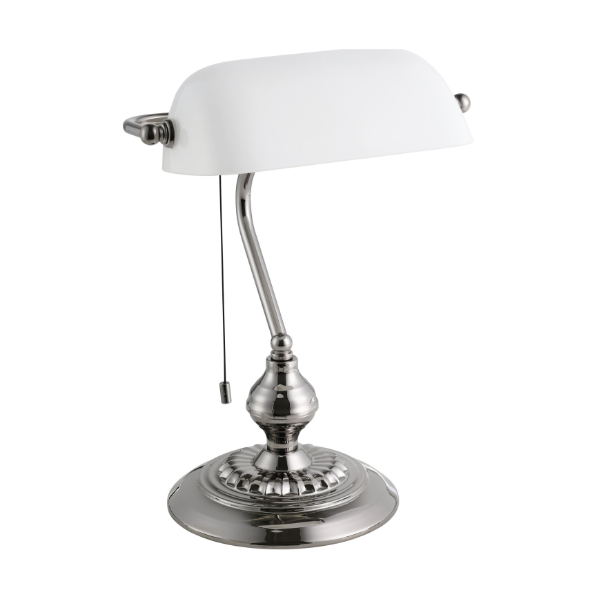 Eglo - Galda lampa 1xE27/60W/230V balta/spīdīgi hromēts