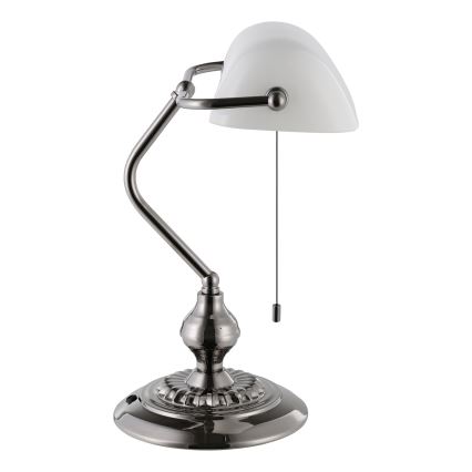 Eglo - Galda lampa 1xE27/60W/230V balta/spīdīgi hromēts