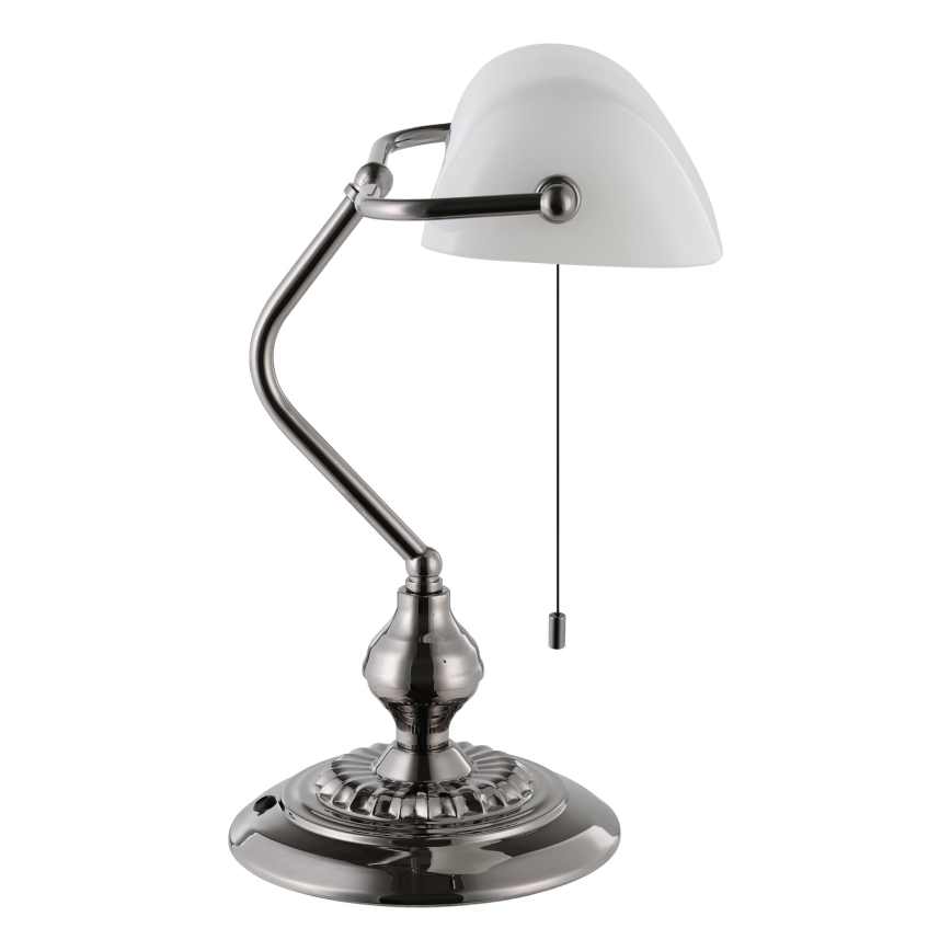 Eglo - Galda lampa 1xE27/60W/230V balta/spīdīgi hromēts