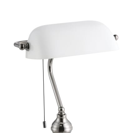 Eglo - Galda lampa 1xE27/60W/230V balta/spīdīgi hromēts