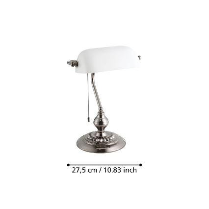 Eglo - Galda lampa 1xE27/60W/230V balta/spīdīgi hromēts