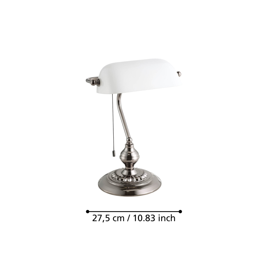 Eglo - Galda lampa 1xE27/60W/230V balta/spīdīgi hromēts
