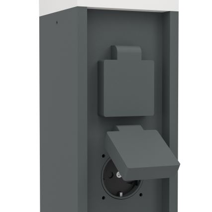 Eglo - Āra gaismeklis ar 2 kontaktligzdām, 1xE27/25W/230V, IP54, antracīts