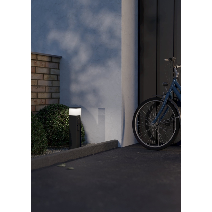 Eglo - Āra gaismeklis ar 2 kontaktligzdām, 1xE27/25W/230V, IP54, antracīts