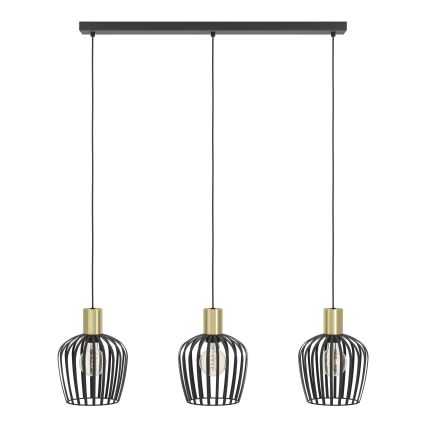 Eglo - Lustra ar auklu 3xE27/40W/230V melna/zelta