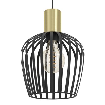 Eglo - Lustra ar auklu 3xE27/40W/230V melna/zelta