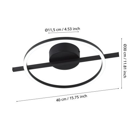 Eglo - LED RGBW Aptumšojama griestu lampa LED/17W/230V 2700-6500K melna + tālvadības pults