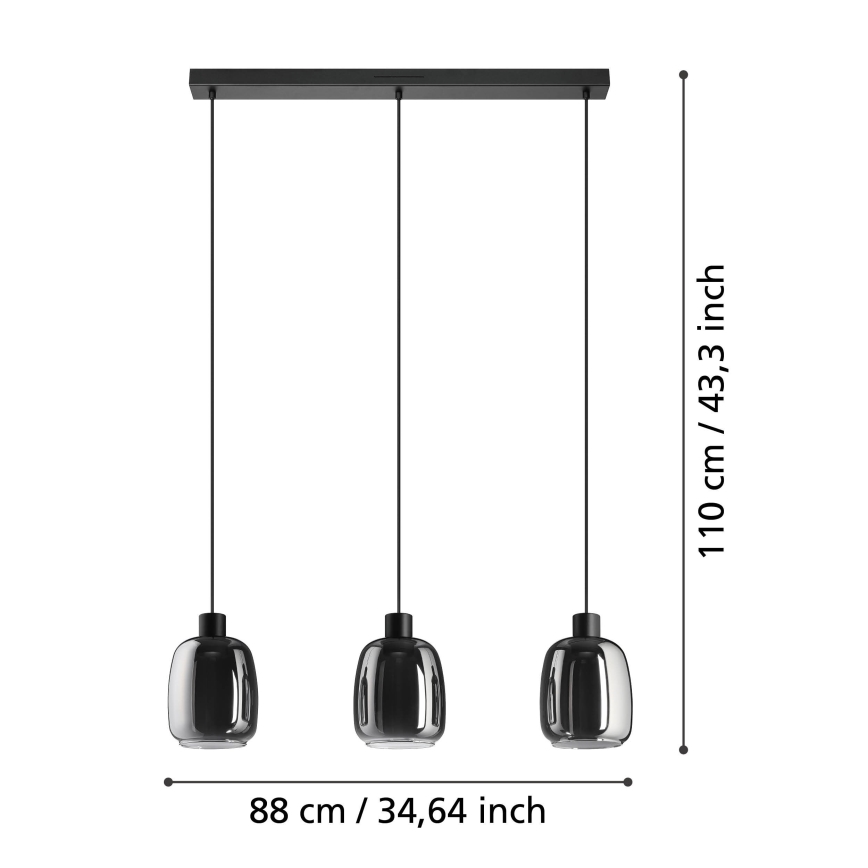 Eglo - LED RGBW Aptumšojuma lustra ar auklu 3xLED/3,7W/230V 2700-6500K pelēka