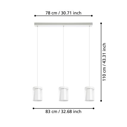 Eglo - LED RGBW Aptumšojuma lustra ar auklu 3xLED/3,7W/230V 2700-6500K balta ZigBee