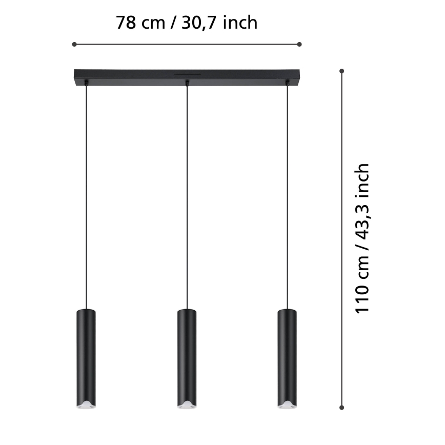 Eglo - LED RGBW Aptumšojuma lustra ar auklu 3xLED/3,7W/230V 2700-6500K melna