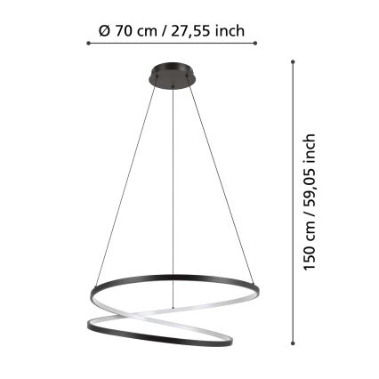 Eglo - LED Lustra ar auklu LED/42W/230V 3000K melna