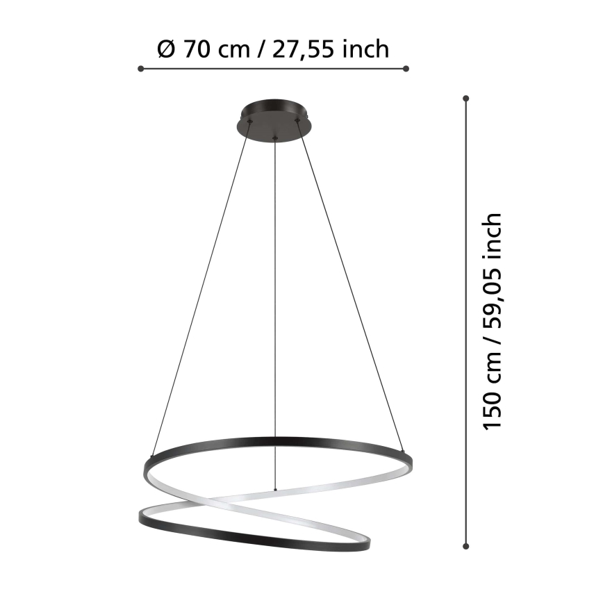 Eglo - LED Lustra ar auklu LED/42W/230V 3000K melna