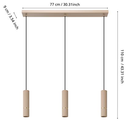 Eglo - LED Lustra ar auklu 3xGU10/5W/230V 3000K bēša