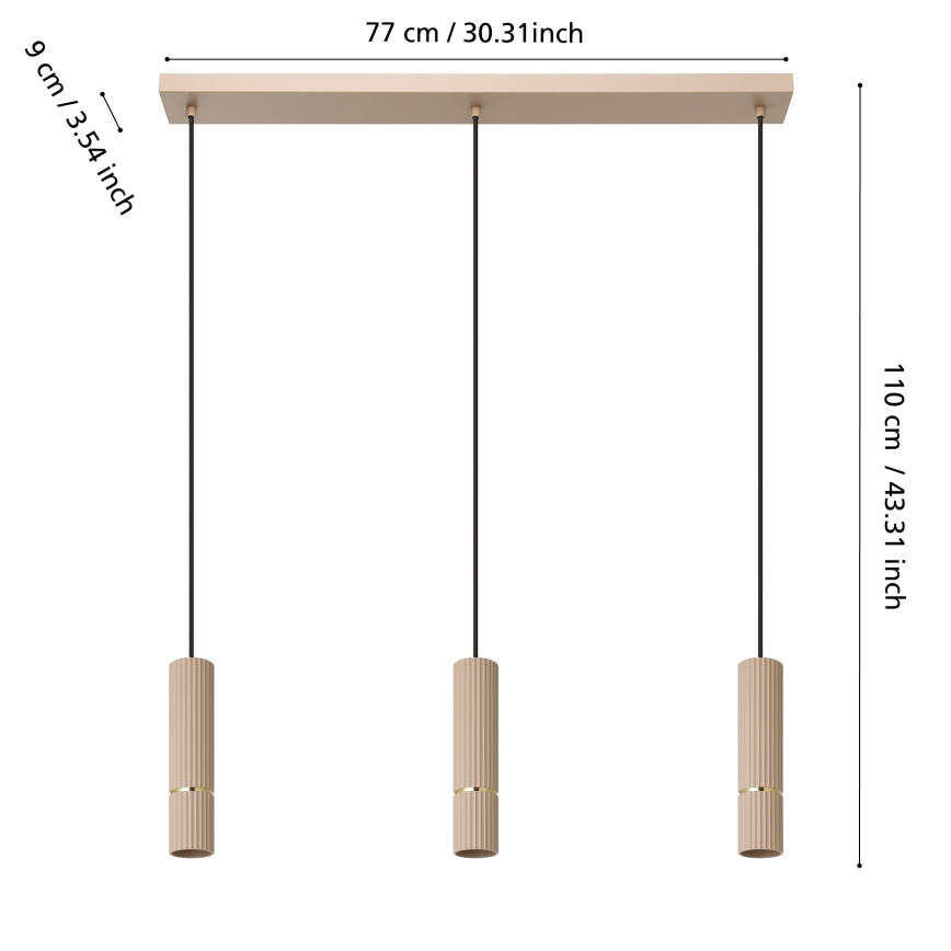 Eglo - LED Lustra ar auklu 3xGU10/5W/230V 3000K bēša