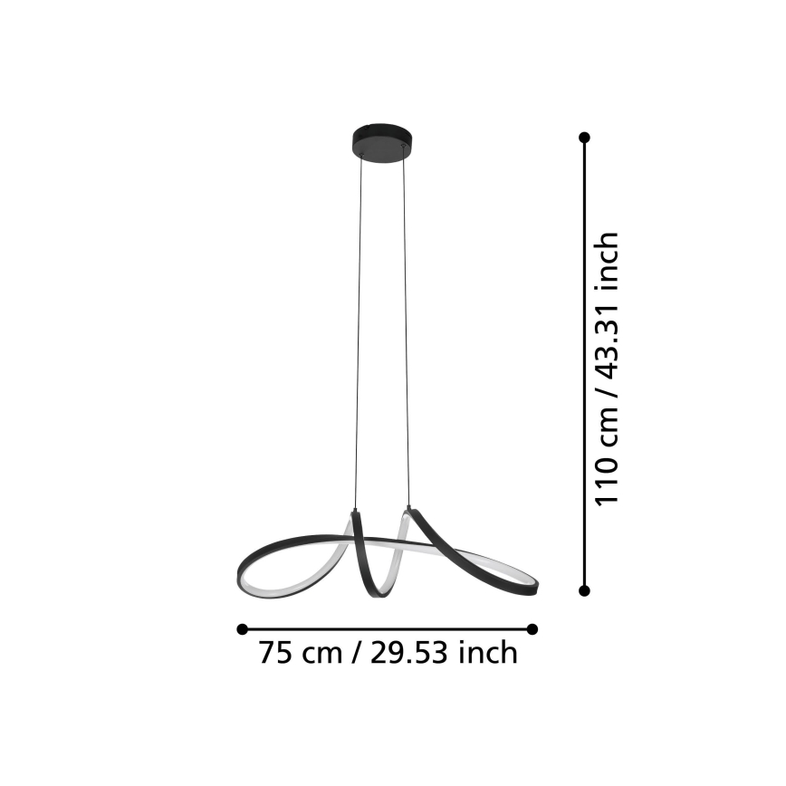 Eglo - LED RGBW Aptumšojuma lustra ar auklu LED/22W/230V 2700-6500K melna