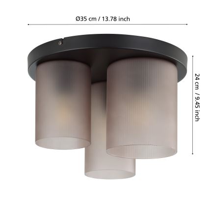 Eglo - Griestu lampa 3xE27/40W/230V pelēka