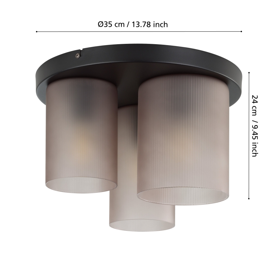 Eglo - Griestu lampa 3xE27/40W/230V pelēka