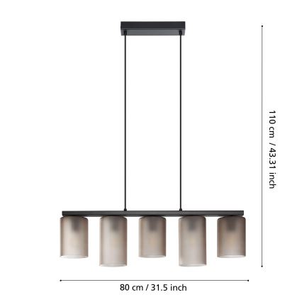 Eglo - Lustra ar auklu COLOMERA 5xE27/40W/230V pelēka