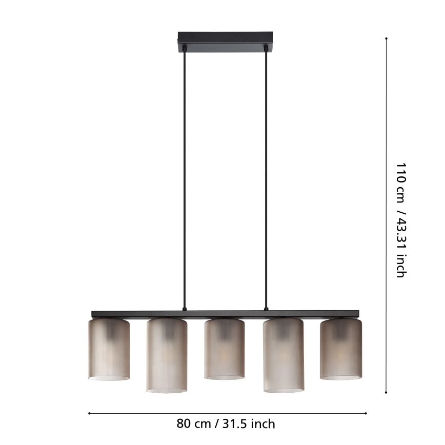 Eglo - Lustra ar auklu COLOMERA 5xE27/40W/230V pelēka