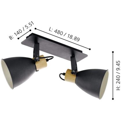 Eglo - virziena gaismeklis 2xE27/40W/230V