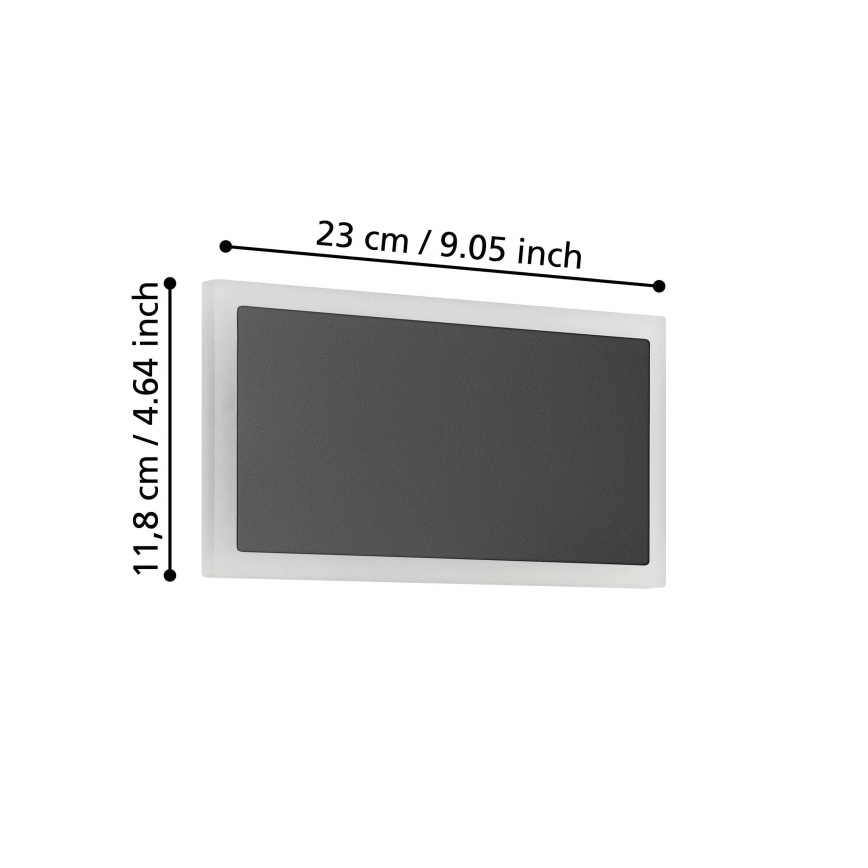 Eglo - LED Sienas lampa LED/12W/230V 3000K 12x23 cm melna