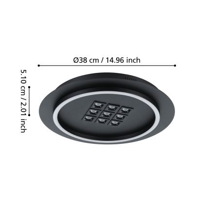 Eglo - LED Aptumšojama griestu lampa LED/21,4W/230V 2700-6500K melna + tālvadības pults