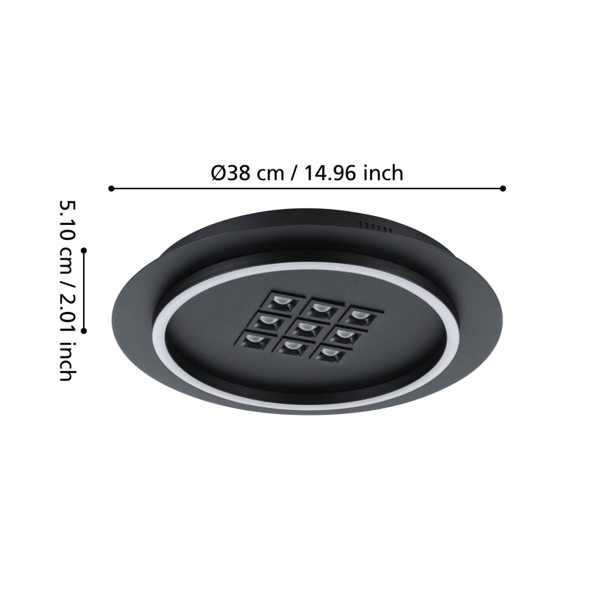 Eglo - LED Aptumšojama griestu lampa LED/21,4W/230V 2700-6500K melna + tālvadības pults