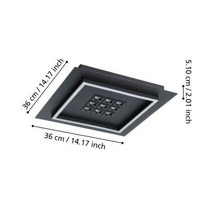 Eglo - LED Aptumšojama griestu lampa LED/21,4W/230V 2700-6500K melna + tālvadības pults