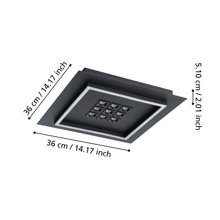 Eglo - LED Aptumšojama griestu lampa LED/21,4W/230V 2700-6500K melna + tālvadības pults