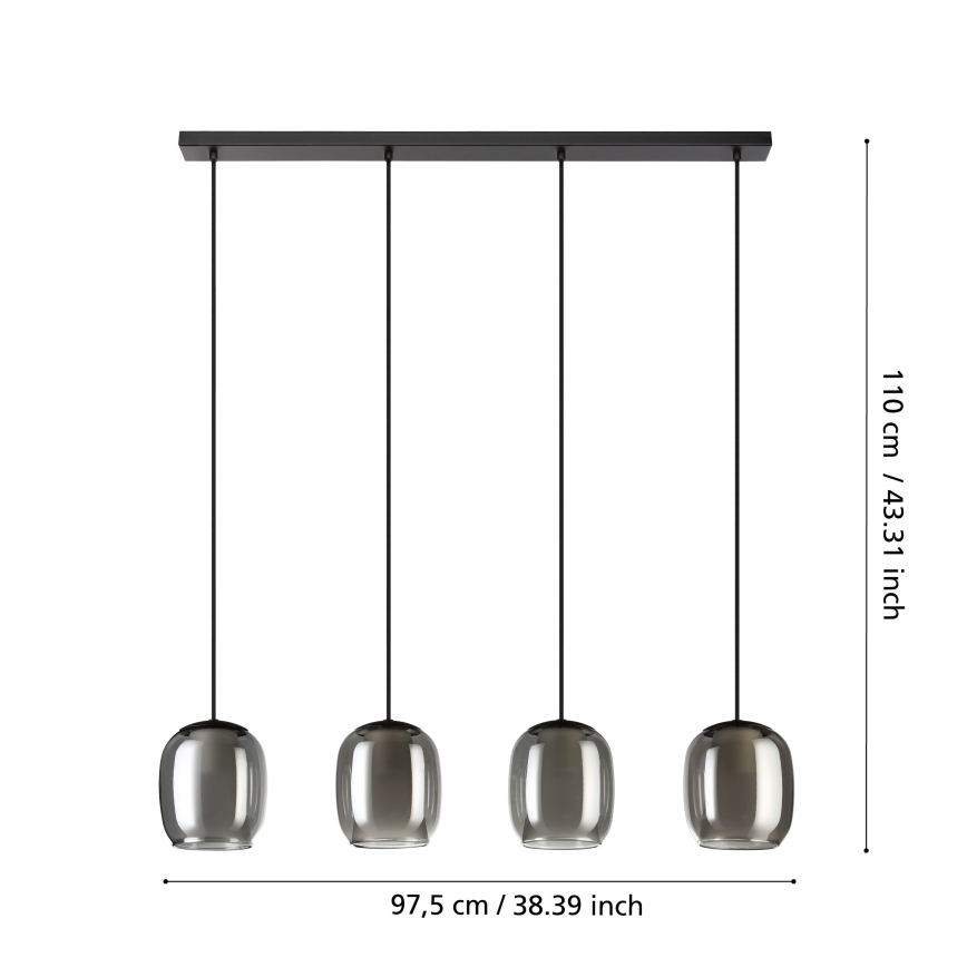 Eglo - Lustra ar auklu 4xE27/28W/230V pelēka