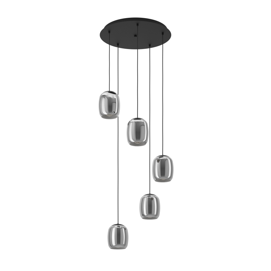 Eglo - Lustra ar auklu 5xE27/28W/230V pelēka