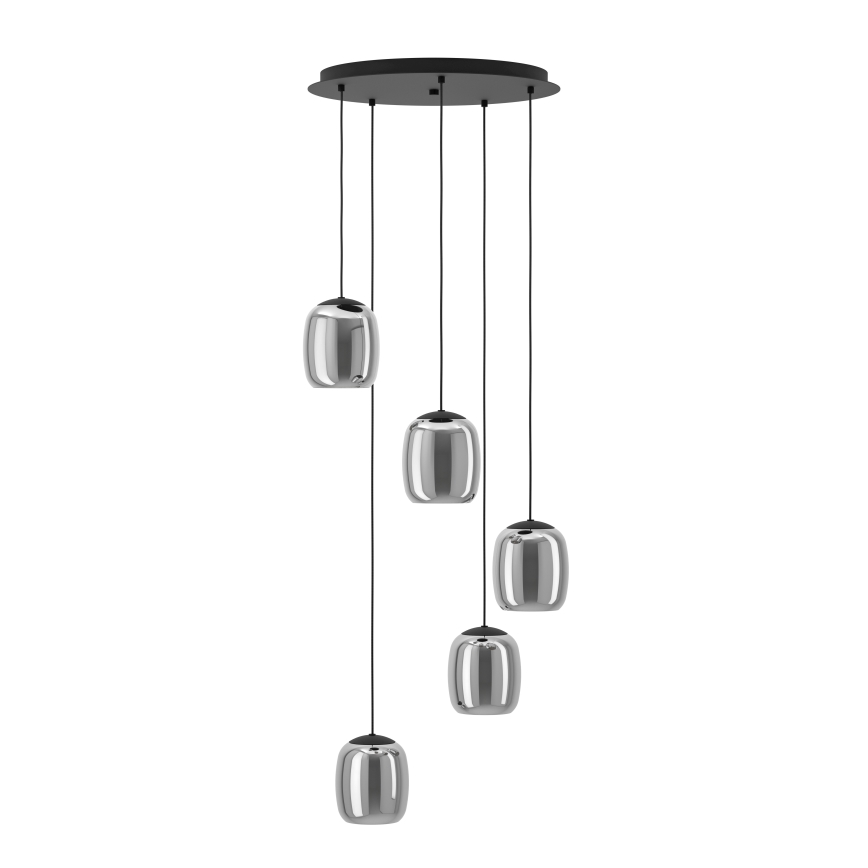 Eglo - Lustra ar auklu 5xE27/28W/230V pelēka