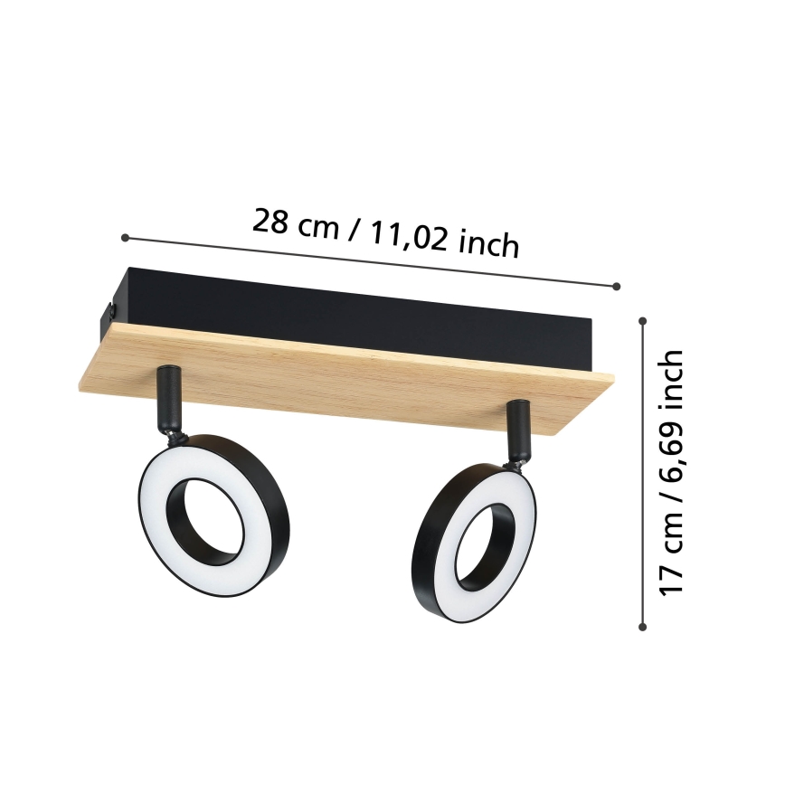 Eglo - LED virziena gaismeklis 2xLED/4,2W/230V melns/brūns