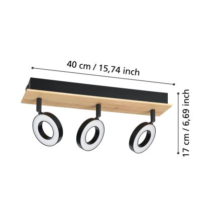 Eglo - LED virziena gaismeklis 3xLED/4,2W/230V melns/brūns