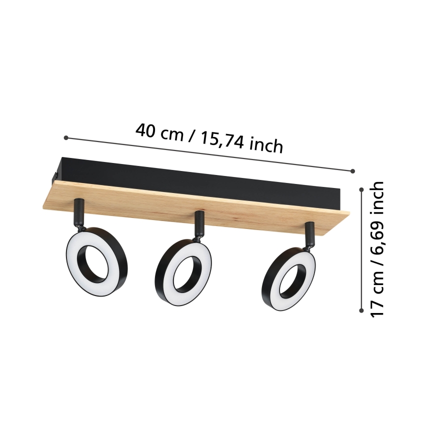 Eglo - LED virziena gaismeklis 3xLED/4,2W/230V melns/brūns
