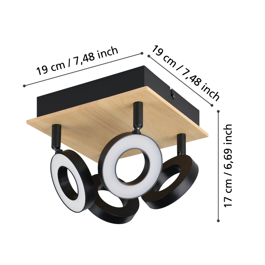 Eglo - LED virziena gaismeklis 4xLED/4,2W/230V melns/brūns