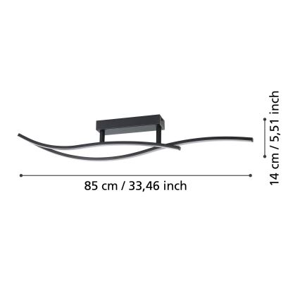Eglo - LED Griestu lampa LED/12W/230V 4000K melna