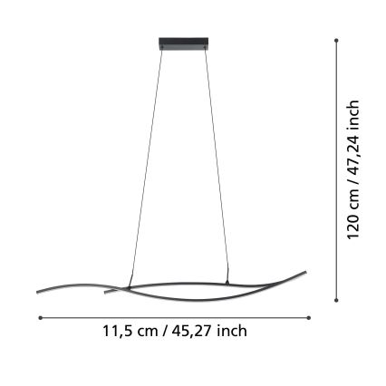 Eglo - LED Lustra ar auklu LED/20W/230V 4000K melna