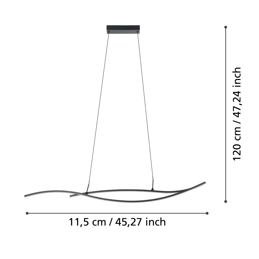 Eglo - LED Lustra ar auklu LED/20W/230V 4000K melna