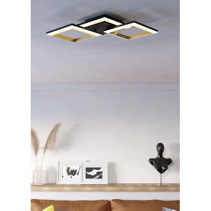 Eglo - LED Aptumšojama griestu lampa LED/20W/230V 4000K melna/zelta