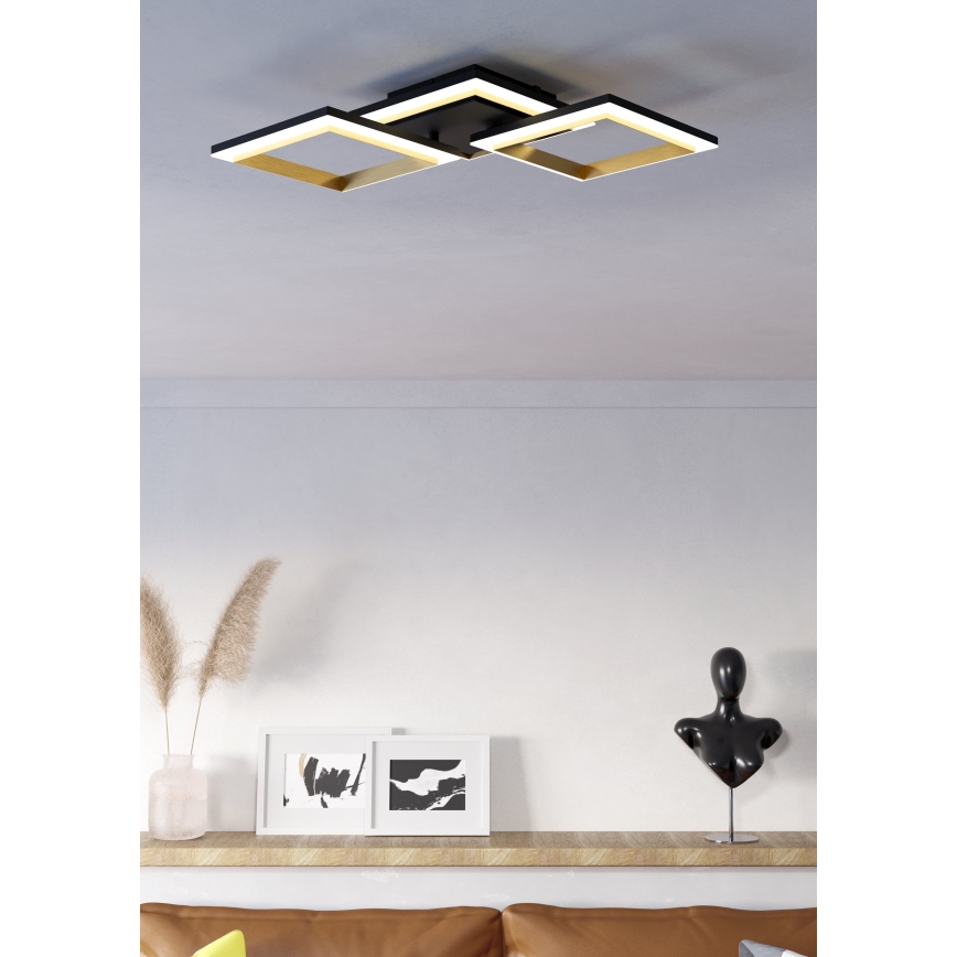 Eglo - LED Aptumšojama griestu lampa LED/20W/230V 4000K melna/zelta