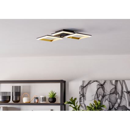 Eglo - LED Aptumšojama griestu lampa LED/20W/230V 4000K melna/zelta