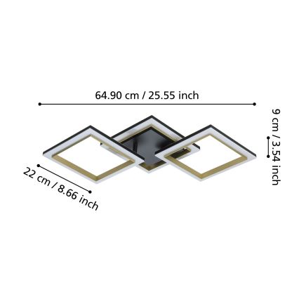 Eglo - LED Aptumšojama griestu lampa LED/20W/230V 4000K melna/zelta