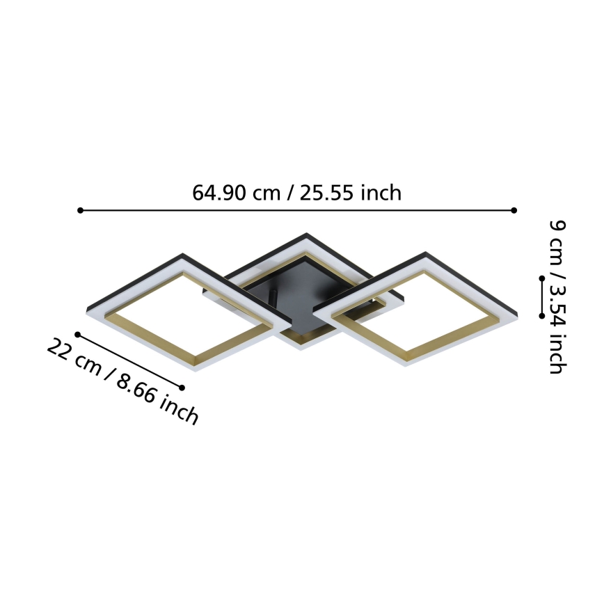 Eglo - LED Aptumšojama griestu lampa LED/20W/230V 4000K melna/zelta