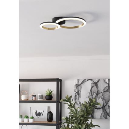 Eglo - LED Aptumšojama griestu lampa LED/12W/230V 4000K melna/zelta