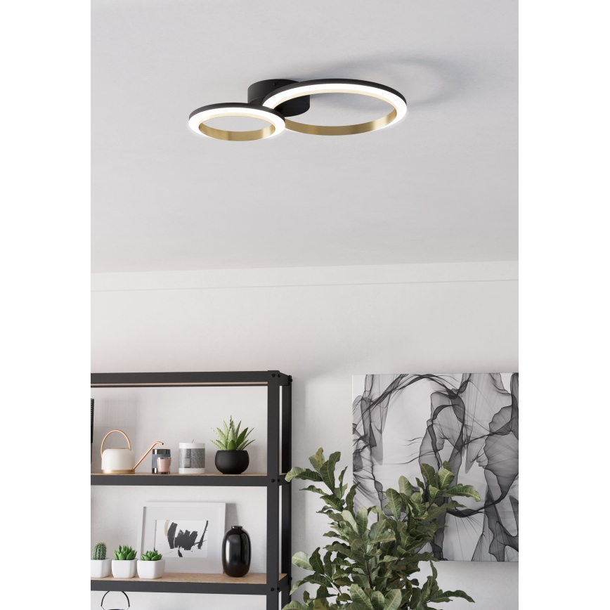 Eglo - LED Aptumšojama griestu lampa LED/12W/230V 4000K melna/zelta