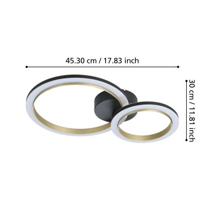Eglo - LED Aptumšojama griestu lampa LED/12W/230V 4000K melna/zelta