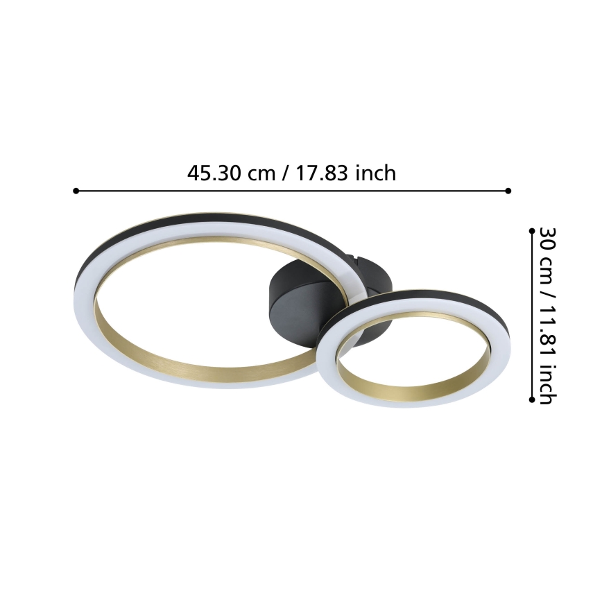 Eglo - LED Aptumšojama griestu lampa LED/12W/230V 4000K melna/zelta