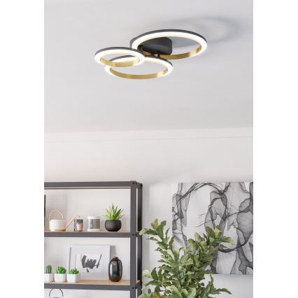 Eglo - LED Aptumšojama griestu lampa LED/20W/230V 4000K melna/zelta