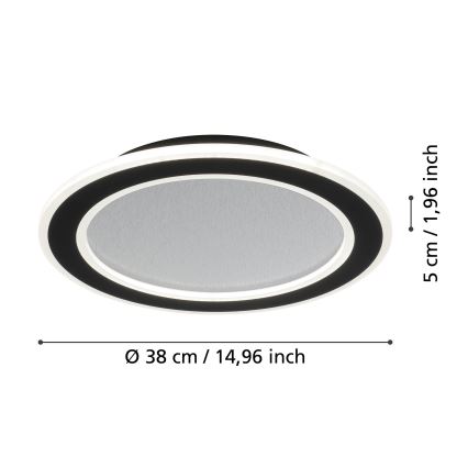 Eglo - LED Aptumšojama griestu lampa LED/20W/230V 2700-6500K melna + tālvadības pults
